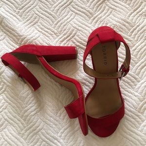 Red chunky heels